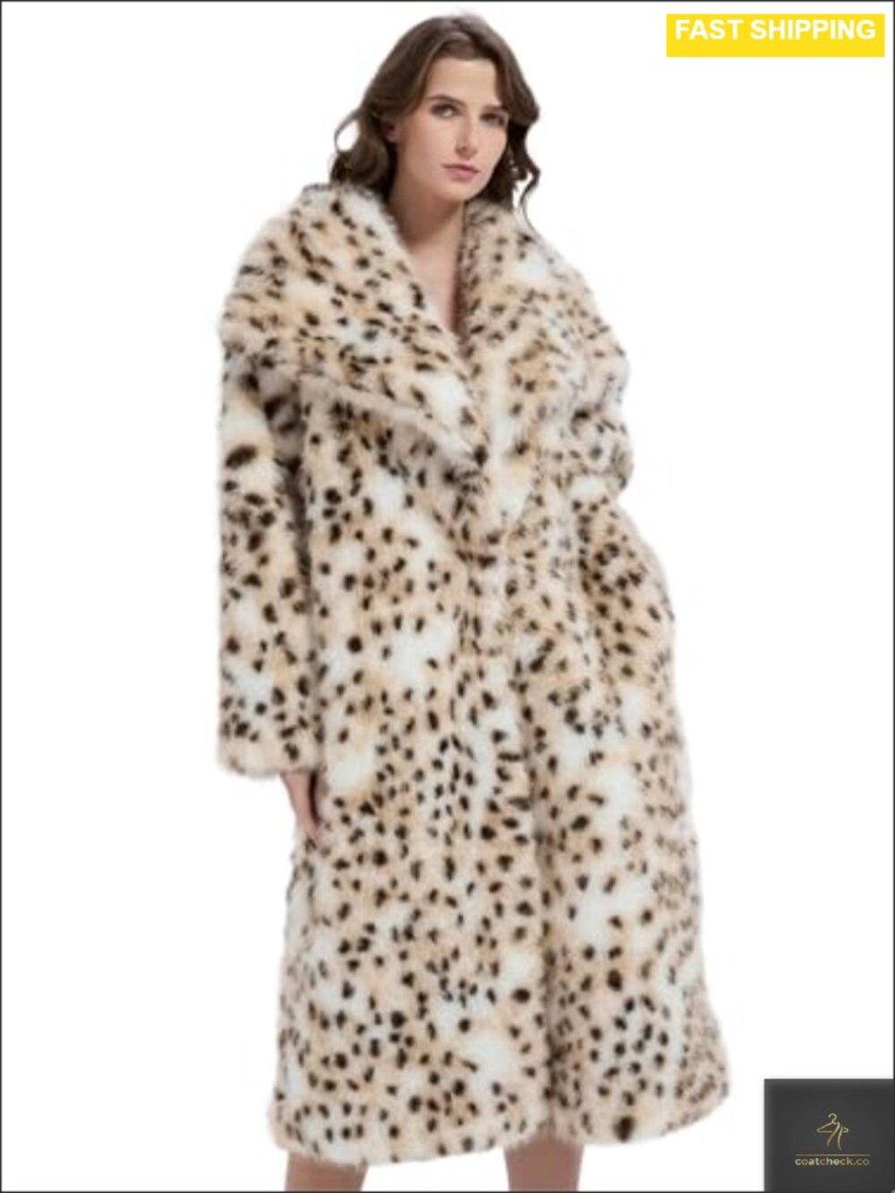 Faux Fur Overcoat Coat with Lapel and Open Front for Women